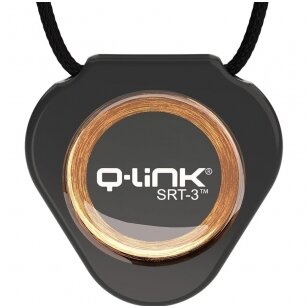 Q-Link® pakabukas su SRT™ technologija – energijos balansas ir EMF harmonizavimas kasdienai. Juodos spalvos