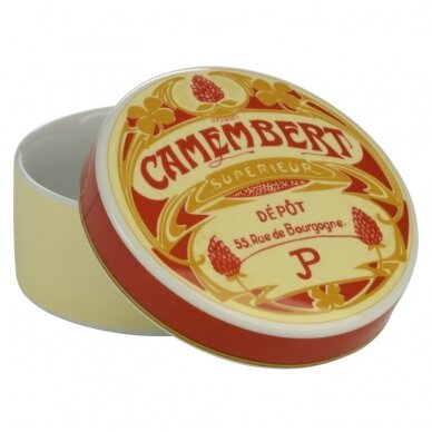 Rinkinys VINTAGE. Porcelianinė camembert'o sūrio lėkštė su pocelianiniu sūrio laikymo ir kepimo indu 4