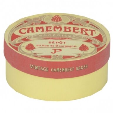 Rinkinys VINTAGE. Porcelianinė camembert'o sūrio lėkštė su pocelianiniu sūrio laikymo ir kepimo indu 7