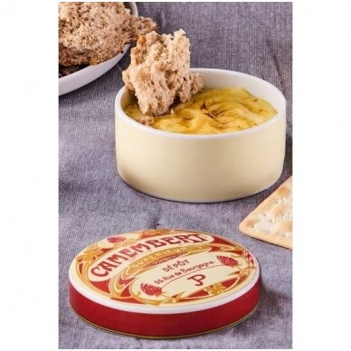 Rinkinys VINTAGE. Porcelianinė camembert'o sūrio lėkštė su pocelianiniu sūrio laikymo ir kepimo indu 2